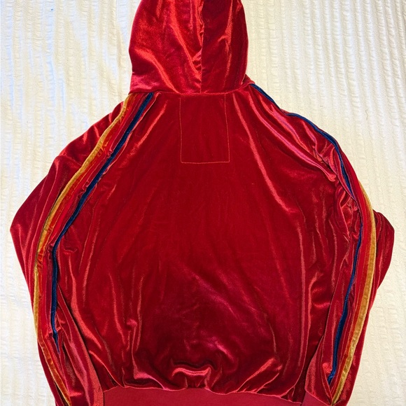 Aviator Nation Velvet Zip-Up Hoodie Red Rainbow Stripe Size S - Relaxed Fit - Picture 7 of 10